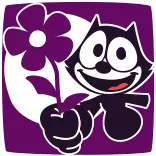 💐 Felix the Cat Félix o Gato, desenho animado, gato, flor whatsapp sticker