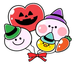 👻 uroczy, Halloween, dynia, kawaii, kreskówka, kurczak, marchewka telegram sticker