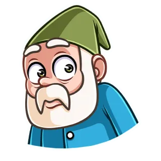 😐 gnomo, desenho animado, personagem, velho, barba, chapéu telegram sticker