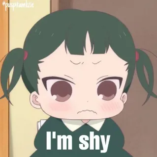 🥴 I'm shy 수줍음, 애니메이션, 귀여운, 소녀 whatsapp sticker