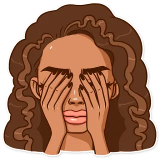 🙈 woman, upset, sad, facepalm, despair, emotional, cartoon, illustrated telegram sticker