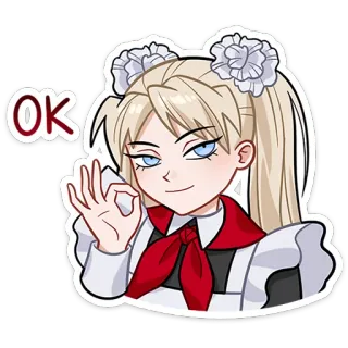 👌 OK ок, одобрение, аниме, горничная, девушка whatsapp sticker