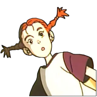 😯 cartoon, girl, pigtails, animation, character telegram sticker