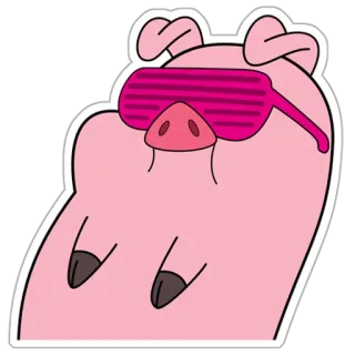 😎 Waddles Gravity Falls pig, cartoon, glasses, Waddles, Gravity Falls, pink telegram sticker