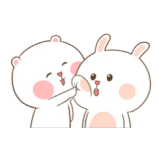 ☺️ cute, rabbit, bear, cartoon, kawaii, friendly, affectionate whatsapp sticker