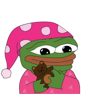 🌛 Pepe the Frog pepe, frog, sleeping, cute, cartoon, meme telegram sticker