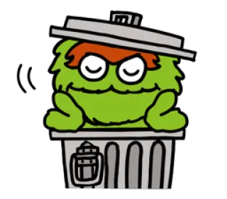 😑 Oscar the Grouch Sesame Street Sesamstraße, Oscar der Griesgram, Griesgram, Mülltonne, Grün, Muppet, Cartoon whatsapp sticker