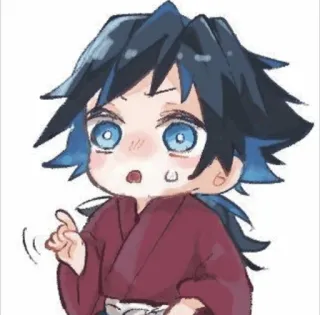 😰 Giyu Tomioka Demon Slayer 动漫, Q版, 义勇, 富冈, 鬼灭之刃 whatsapp sticker