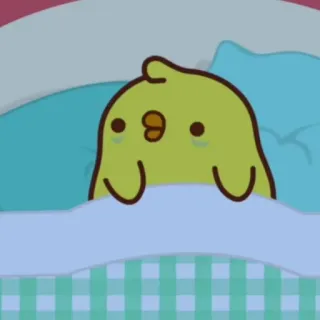 🌟 sad, crying, sleep, bed, bird, cartoon telegram sticker