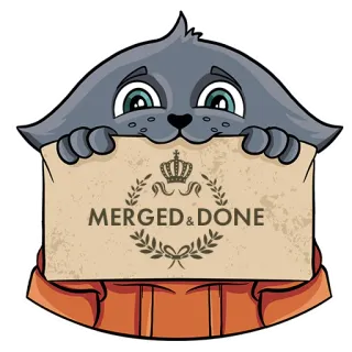 ✅ MERGED & DONE animal, cat, merged, done, crown, success telegram sticker
