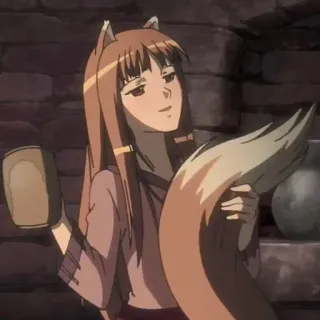 😌 Holo Spice and Wolf anime, wolf girl, fox, holo, spice and wolf telegram sticker