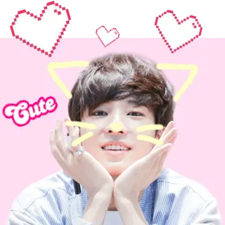 🤗 Cute cute, hearts, filter, ears telegram sticker