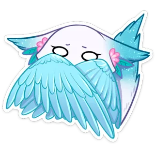 👀 anime, mono, criatura, kawaii, alas, flores telegram sticker