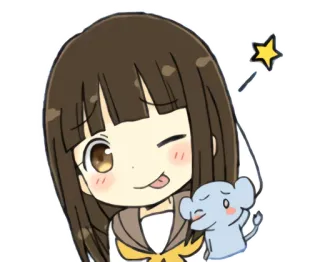 😜 อนิเมะสาว, การ์ตูน, น่ารัก, ขยิบตา, ดาว, ช้าง telegram sticker