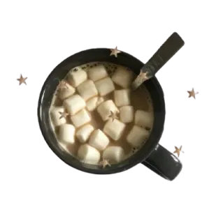 🌟 hot chocolate, cocoa, marshmallows, drink, mug, winter, sweet, beverage whatsapp sticker