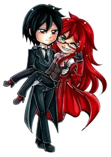 💑 Аниме, Мультфильм, Пара, Персонажи, Красный, Черный telegram sticker