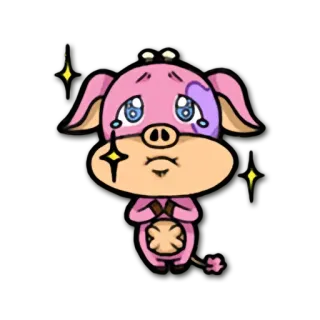 🙏 돼지, 만화, 동물, 귀여운, 분홍색, 반짝이 telegram sticker