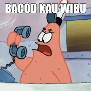 🤬 Patrick Star Spongebob Squarepants BACOD KAU WIBU 派大星, 星星, 海绵宝宝, 生气, 手机, 表情包 whatsapp sticker