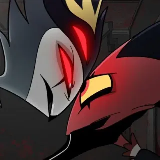 🦉 Stolas Helluva Boss animasi, kartun, LGBTQ, iblis, berciuman telegram sticker
