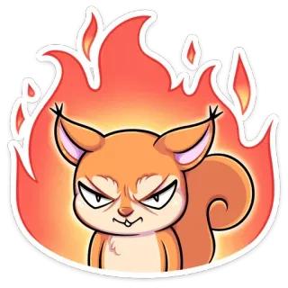 😡 Eichhörnchen, wütend, Feuer, Cartoon, Tier telegram sticker