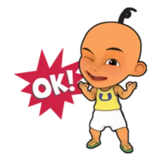 😃 OK! OK, Approbation, Dessin animé, Clin d'oeil, Enfant, Affirmatif telegram sticker
