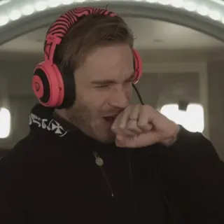 🤭 PewDiePie PewDiePie, YouTube, gamer, streamer, influencer, headphones telegram sticker