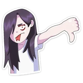 👎 Anime, Cartoon, Abneigung, Daumen Runter, Negativ, Geste whatsapp sticker