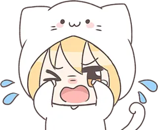 😭 кот, аниме, грустный, плачет, каваий, манга, милый, мультфильм whatsapp sticker