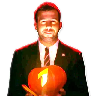 🎃 mann, anzug, kürbis, halloween, geschnitzt, porträt whatsapp sticker