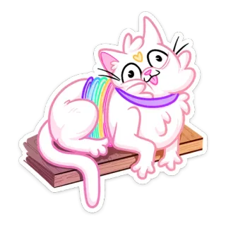 🤪 gatto, arcobaleno, adesivo, libro, cartone animato, animale telegram sticker