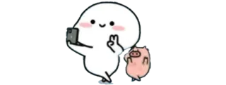 🍚 adesivo, fofo, desenho animado, sinal de paz, porco whatsapp sticker