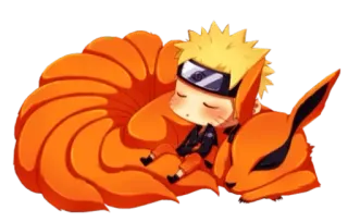 🌀 Naruto Uzumaki Naruto Naruto, anime, manga, chibi, Kurama, fox, sleeping telegram sticker