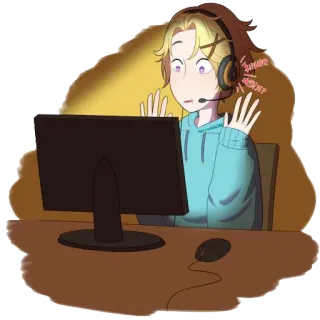 😐 I'm where??? Gamer, Ordenador, Sorpresa, Reacción, Shock, Juego en línea telegram sticker