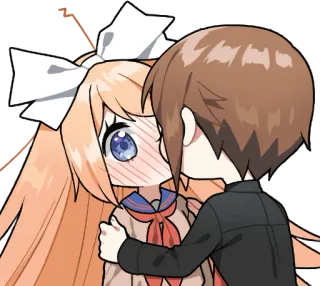 💏 Anime, Casal, Romance, Amor, Beijo, Ruborizar, Fofo telegram sticker