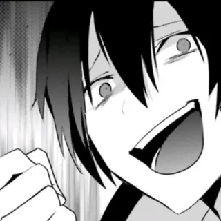 😼 Anime, Mangá, Expressão, Sorriso irônico, Rosto, Personagem telegram sticker