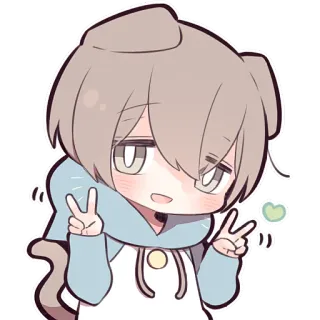 ✌️ アニメ, ちび, かわいい, ピースサイン, カワイイ, 犬, 漫画 telegram sticker
