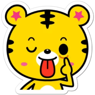 😛 tigre, animale, cartone animato, adesivo, dito medio telegram sticker