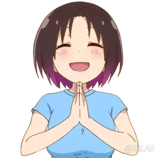 🙏 anime, personaje, sonriendo, chica, dibujos animados, lindo whatsapp sticker