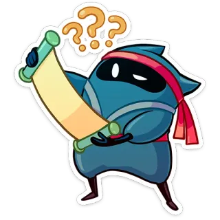 ❓ ninja, question marks, scroll, cartoon, mystery, illustration whatsapp sticker