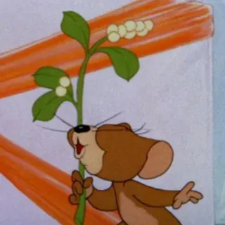 🌹 Jerry Tom and Jerry cartoon, mouse, Jerry, berries, plant telegram sticker