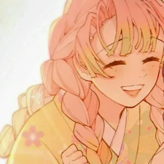 💗 Mitsuri Kanroji Demon Slayer Anime, Demon Slayer, Mitsuri Kanroji, Capelli rosa, Sorriso whatsapp sticker