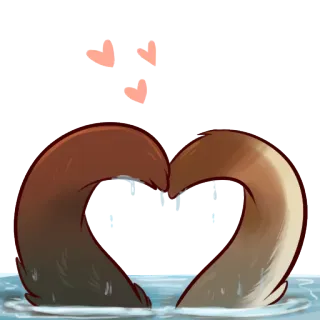❤ coeur, queue d'animal, amour, dessin animé whatsapp sticker