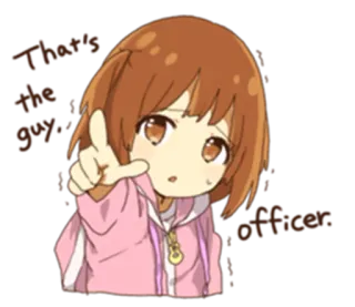 ☝ That's the guy...over there officer!! Anime, Mädchen, Zeigen, Polizist telegram sticker