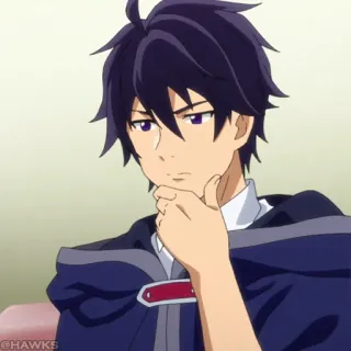 ⛓ Anime, Manga, Denken, Personage, Jongen, Paars haar, Student, Serieus telegram sticker