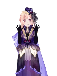 🥮 Anime, Meisje, Personage, Jurk, Formeel, Handschoenen, Paars telegram sticker