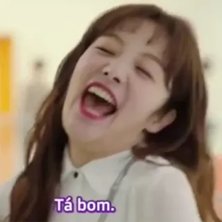 😁 Tá bom. femme, rire, expression, visage, portrait telegram sticker