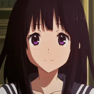 🍶 Chitanda Eru Hyouka Anime, Chitanda Eru, Hyouka, Lindo, Chica, Uniforme escolar, Animación japonesa whatsapp sticker