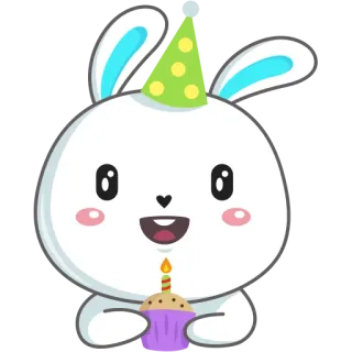 🥳 Hase, Muffin, Geburtstag, Feier, Party, Cartoon, Süß, Sticker telegram sticker
