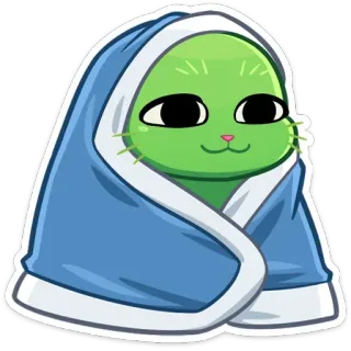 ☺️ chat, chat vert, serviette, mignon, dessin animé telegram sticker