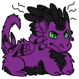 😡 dragon, violet, noir, monstre, fantaisie, animal, dessin animé whatsapp sticker